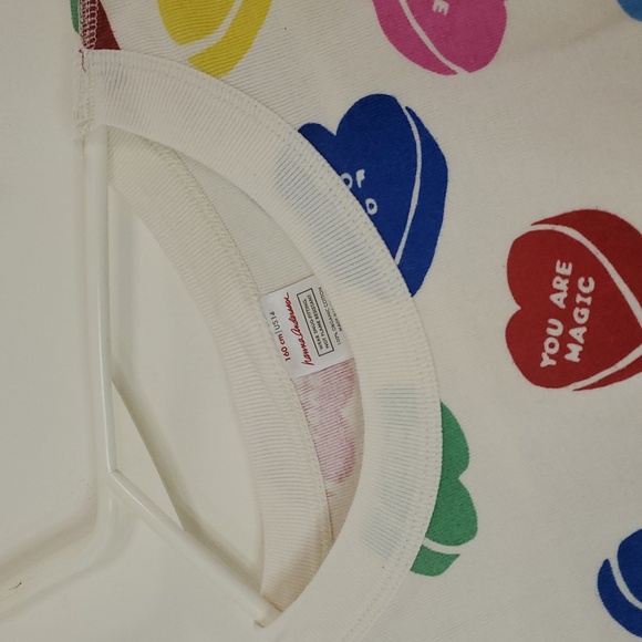 Hanna Andersson Organic Cotton Long John Heart Pajamas Size 14 Top & Bottom - Picture 13 of 16